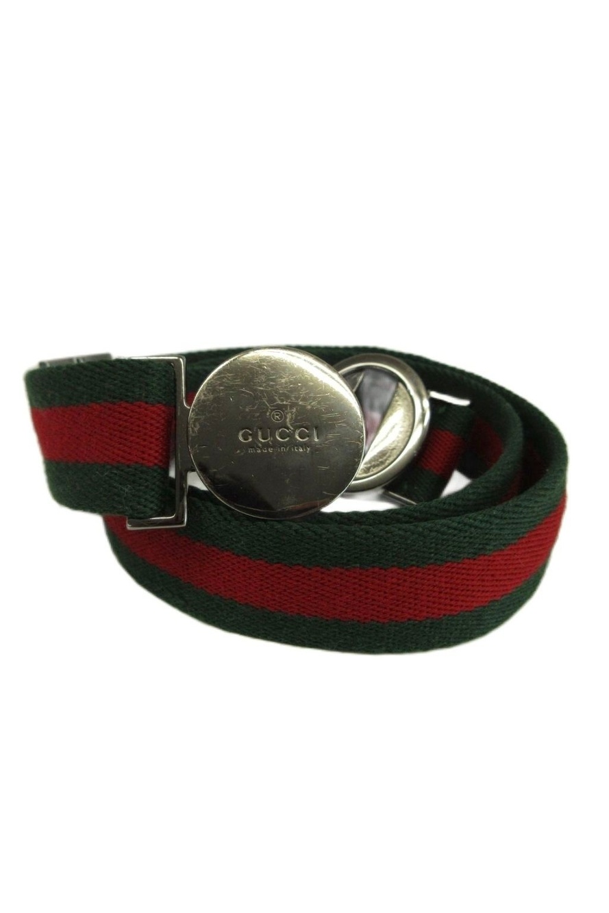 Gucci Ring Belt Canvas Sherry Line Logo Round